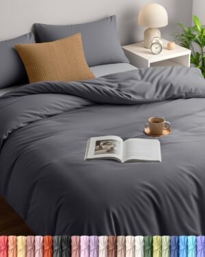 Utopia Bedding Double Duvet Cover, Grey | Soft Microfibre Polyester - Bedding Quilt Cover Set