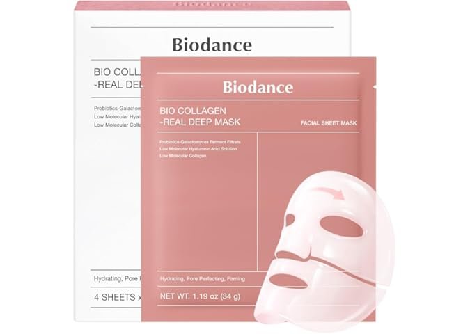 BIODANCE Bio-Collagen Real Deep Face Mask 4 Pcs | Hydrogel Overnight Mask | Pore Minimizing and Elasticity Improvement | Korean Face Mask for Glass Skin | Korean Skincare