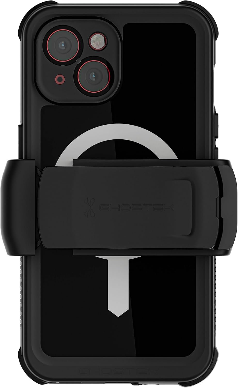 Ghostek Nautical iPhone 15 Waterproof Case with Holster Clip - Screen & Camera Protector, MagSafe Compatible, Heavy Duty Protection (6.1 Inch, Black)