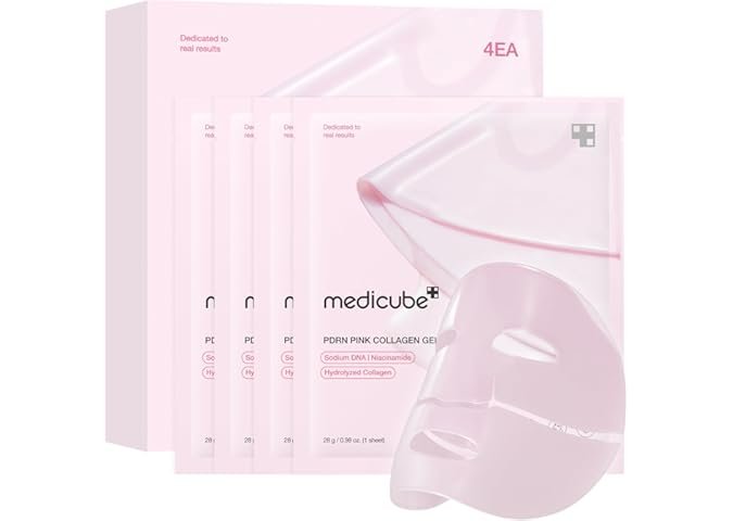 Medicube Salmon DNA PDRN pink collagen jelly gel mask | overnight face mask for glass glow skin- elasticity, hydrating, firming and moisturising | korean skincare, 28g, 4ea