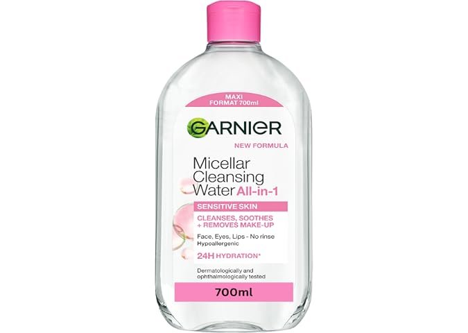 Garnier Micellar Water 700ml, All-in-One Face Cleanser & Makeup Remover | Gentle Face and Eye Makeup Remover Suitable For All Skin Types Even Sensitive Skin, Soothing Formula, Dermatologically Tested